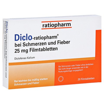 Diclo-ratiopharm bei Schmerzen und Fieber 25mg – PZN 14170042 – PZN 14170042