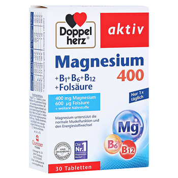 Doppelherz aktiv Magnesium 400 mg + B1 + B6 + B12 + Folsäure – PZN 4494507 – PZN 4494507