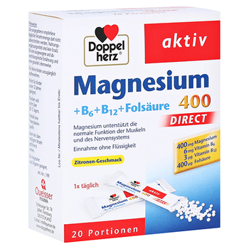 Doppelherz aktiv Magnesium 400 + B6 + B12 + Folsäure Direkt – PZN 1026875 – PZN 1026875