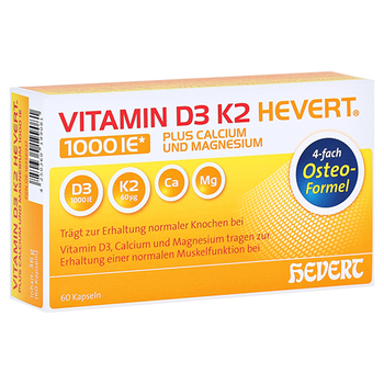 VITAMIN D3 K2 Hevert plus Ca Mg 1.000 I.E./2 Kaps. – PZN 16336937 – PZN 16336937